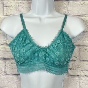 Victoria Secret Sexy Tee Posey Lace Lightly Lined Bralette Bra Teal Wireless L